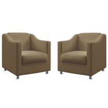 Kit 2 Poltronas Decorativa Ayla Sued Capuccino Aradecor Kit 2 Poltronas Decorativa Ayla Sued Capuccino Aradecor