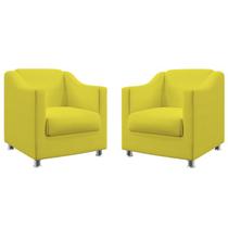 Kit 2 Poltronas Decorativa Ayla Suede Amarelo Aradecor Kit 2 Poltronas Decorativa Ayla Suede Amarelo Aradecor