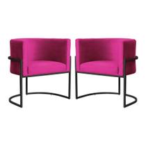 Kit 2 Poltronas Decorativa Base Preta Luna Veludo Cores