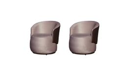 Kit 2 Poltronas Decorativa Beatriz Orgânica Composê Couro Marrom Veludo Rosê Ms Decor