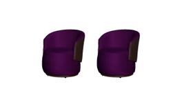 Kit 2 Poltronas Decorativa Beatriz Orgânica Composê Couro Marrom Veludo Roxo Ms Decor