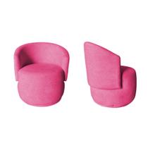 Kit 2 Poltronas Decorativa Beatriz Orgânica Couro Rosa Pink