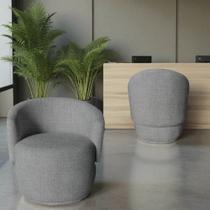 Kit 2 Poltronas Decorativa Beatriz Orgânica Linho Cinza
