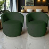 Kit 2 Poltronas Decorativa Beatriz Orgânica Suede Verde Kit 2 Poltronas Decorativa Beatriz Orgânica Suede Verde