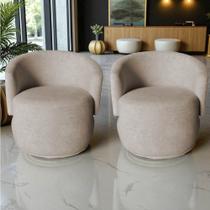 Kit 2 Poltronas Decorativa Beatriz Orgânica Veludo Bege Kit 2 Poltronas Decorativa Beatriz Orgânica Veludo Bege