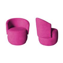 Kit 2 Poltronas Decorativa Beatriz Orgânica Veludo Rosa Pink