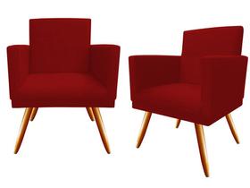 Kit 2 Poltronas Decorativa Bia Suede Vermelho Pés Madeira Ms Decor Kit 2 Poltronas Decorativa Bia Suede Vermelho Pés Madeira Ms Decor