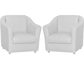 Kit 2 Poltronas Decorativa Biane Couro Branco Pés Cromado Mz Decor Kit 2 Poltronas Decorativa Biane Couro Branco Pés Cromado Mz Decor