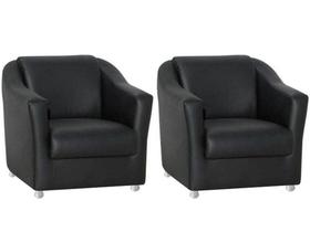 Kit 2 Poltronas Decorativa Biane Couro Preto Pés Cromado Ms Decor Kit 2 Poltronas Decorativa Biane Couro Preto Pés Cromado Ms Decor