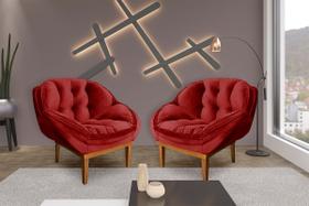 Kit 2 Poltronas Decorativa Confort Veludo Vermelho SKY MOBILE