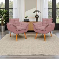 Kit 2 Poltronas Decorativa Confortável Para Sala Quarto Recepção Escritório Manicure Alice Tecido Boucle