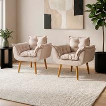 Kit 2 Poltronas Decorativa Confortável Para Sala Recepção Manicure Salão de Beleza Consultório Escritório Alice Tecido Suede