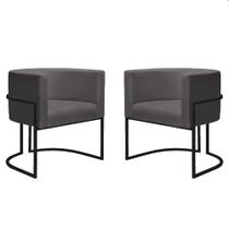 Kit 2 Poltronas Decorativa Consultório Luna Suede Base Preta