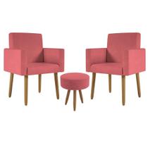 Kit 2 Poltronas Decorativa Consultorio Nina Com Puff Balaqui Kit 2 Poltronas Decorativa Consultorio Nina Com Puff Balaqui