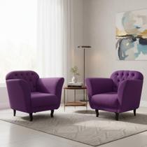 Kit 2 Poltronas Decorativa Dália Veludo Roxo Kit 2 Poltronas Decorativa Dália Veludo Roxo