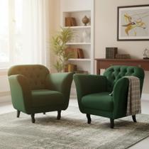 Kit 2 Poltronas Decorativa Dália Veludo Verde