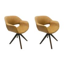 Kit 2 Poltronas Decorativa Eduarda cor Caramelo Base madeira - Poltronas do Sul