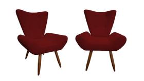 Kit 2 Poltronas Decorativa Emilia Suede Marsala Pés Madeira Ms Decor Kit 2 Poltronas Decorativa Emilia Suede Marsala Pés Madeira Ms Decor