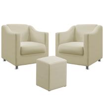 Kit 2 Poltronas Decorativa Estofada Ayla E Puff Izar Sued Bege Aradecor Kit 2 Poltronas Decorativa Estofada Ayla E Puff Izar Sued Bege Aradecor