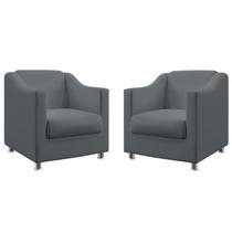 Kit 2 Poltronas Decorativa Estofada Ayla Sued Cinza Aradecor Kit 2 Poltronas Decorativa Estofada Ayla Sued Cinza Aradecor