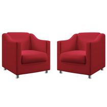 Kit 2 Poltronas Decorativa Estofada Para Sala De Estar Ayla Sued Vermelho Aradecor Kit 2 Poltronas Decorativa Estofada Para Sala De Estar Ayla Sued Vermelho Aradecor