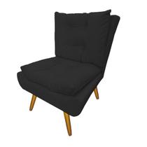 Kit 2 Poltronas Decorativa Estofada Pés Palito Para Escritório Karen Corano Preto - LM DECOR Kit 2 Poltronas Decorativa Estofada Pés Palito Para Escritório Karen Corano Preto - LM DECOR