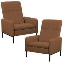 Kit 2 Poltronas Decorativa Fixa Retrátil Reclinável Lutor L06 Couro Caramelo - Lyam Decor Kit 2 Poltronas Decorativa Fixa Retrátil Reclinável Lutor L06 Couro Caramelo - Lyam Decor