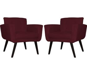 Kit 2 Poltronas Decorativa Geovana Suede Marsala Pés Madeira Mz Decor