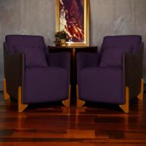 Kit 2 Poltronas Decorativa Heloisa Veludo Roxo/Corano Marrom - Londrilar