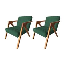 Kit 2 Poltronas Decorativa Ísis Base em Madeira Maciça em Veludo Verde Kit 2 Poltronas Decorativa Ísis Base em Madeira Maciça em Veludo Verde
