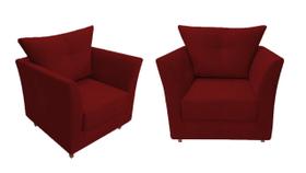 Kit 2 Poltronas Decorativa Isis Suede Marsala Pés Madeira Ms Decor Kit 2 Poltronas Decorativa Isis Suede Marsala Pés Madeira Ms Decor