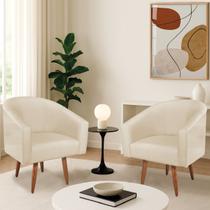 Kit 2 Poltronas Decorativa Jade Design Moderno Sala de Estar Quarto Escritório Confortável Luxo Pés Palito Bouclé