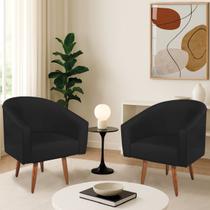 Kit 2 Poltronas Decorativa Jade Design Moderno Sala de Estar Quarto Escritório Confortável Luxo Pés Palito Bouclé