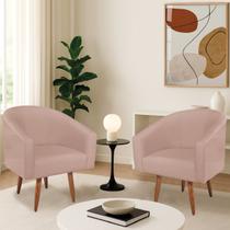 Kit 2 Poltronas Decorativa Jade Design Moderno Sala de Estar Quarto Escritório Confortável Luxo Pés Palito Suede