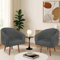 Kit 2 Poltronas Decorativa Jade Design Moderno Sala de Estar Quarto Escritório Confortável Luxo Pés Palito Suede