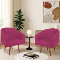 Kit 2 Poltronas Decorativa Jade Design Moderno Sala de Estar Quarto Escritório Confortável Luxo Pés Palito Suede