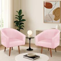 Kit 2 Poltronas Decorativa Jade Design Moderno Sala de Estar Quarto Escritório Confortável Luxo Pés Palito Suede