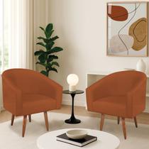 Kit 2 Poltronas Decorativa Jade Design Moderno Sala de Estar Quarto Escritório Confortável Luxo Pés Palito Suede