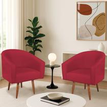 Kit 2 Poltronas Decorativa Jade Design Moderno Sala de Estar Quarto Escritório Confortável Luxo Pés Palito Suede