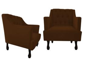 Kit 2 Poltronas Decorativa Julia Couro Marrom Pés Madeira Mz Decor Kit 2 Poltronas Decorativa Julia Couro Marrom Pés Madeira Mz Decor