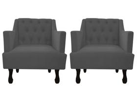 Kit 2 Poltronas Decorativa Julia Suede Cinza Pés Madeira Ms Decor Kit 2 Poltronas Decorativa Julia Suede Cinza Pés Madeira Ms Decor