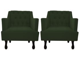 Kit 2 Poltronas Decorativa Julia Suede Verde Pés Madeira Ms Decor Kit 2 Poltronas Decorativa Julia Suede Verde Pés Madeira Ms Decor