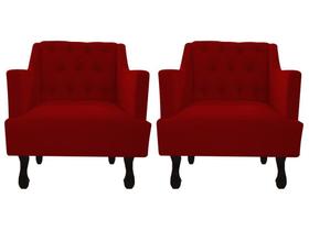 Kit 2 Poltronas Decorativa Julia Suede Vermelho Pés Madeira Ms Decor Kit 2 Poltronas Decorativa Julia Suede Vermelho Pés Madeira Ms Decor