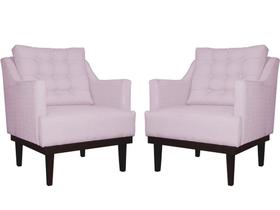 Kit 2 Poltronas Decorativa Juliete Suede Rosê Pés Madeira Mz Decor