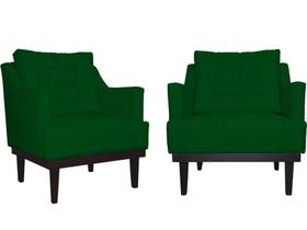 Kit 2 Poltronas Decorativa Juliete Suede Verde Pés Madeira Ms Decor