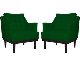 Kit 2 Poltronas Decorativa Juliete Suede Verde Pés Madeira Mz Decor