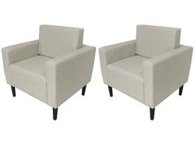 Kit 2 Poltronas Decorativa Leticia Slim Suede Bege Pés Madeira Ms Decor