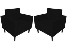 Kit 2 Poltronas Decorativa Leticia Slim Suede Preto Pés Madeira Mz Decor