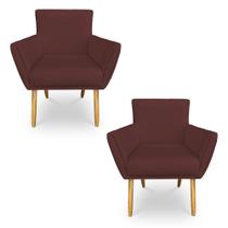 Kit 2 Poltronas Decorativa Leticia Suede Marsala Pés Palito Castanho - Pallazio Kit 2 Poltronas Decorativa Leticia Suede Marsala Pés Palito Castanho - Pallazio
