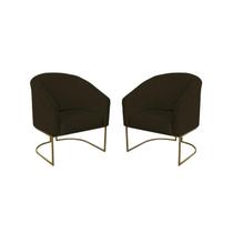 kit 2 Poltronas Decorativa Luana Base Ferro Dourada Suede - Twdecora